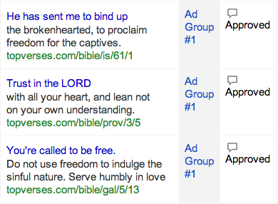 Bible verses' ads